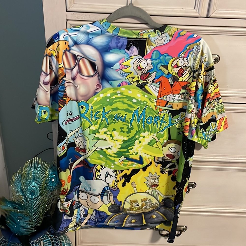 Men’s Rick and Morty retro colorful canvas T-shirt, medium new - Picture 5 of 5